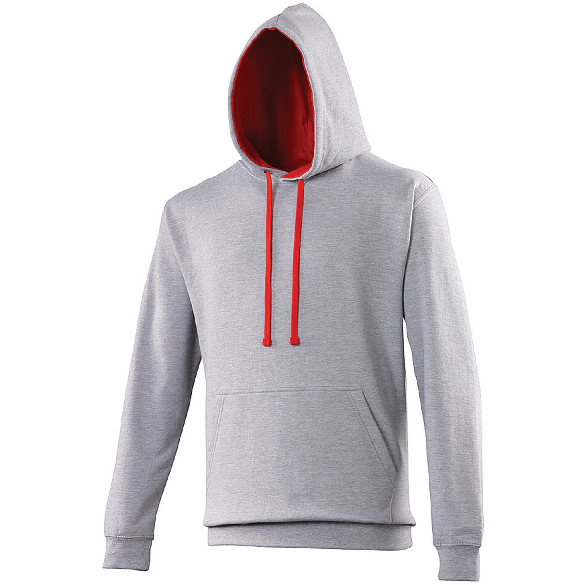 AWDis Men's Varsity Hoodie, Multicoloured (Heather Grey/Fire Red), Medium