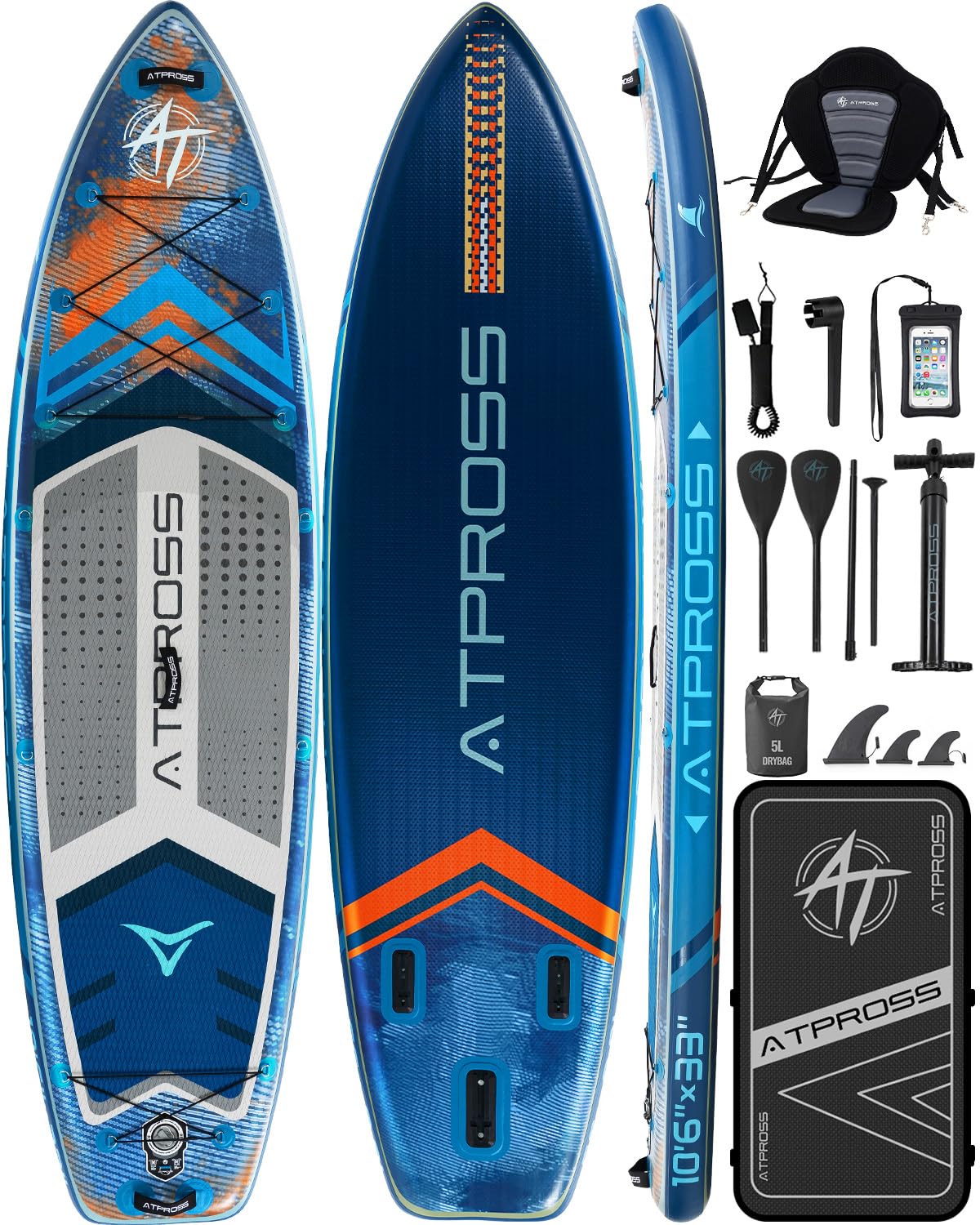 ATPROSS Stand Up Paddling Board mit Sitz & Zubehör Set, 320x84cm Extra Breit SUP Board für 2 Personen, 200kg Tragkraft, Rutschfestes Stand Up Paddle zum Surfen