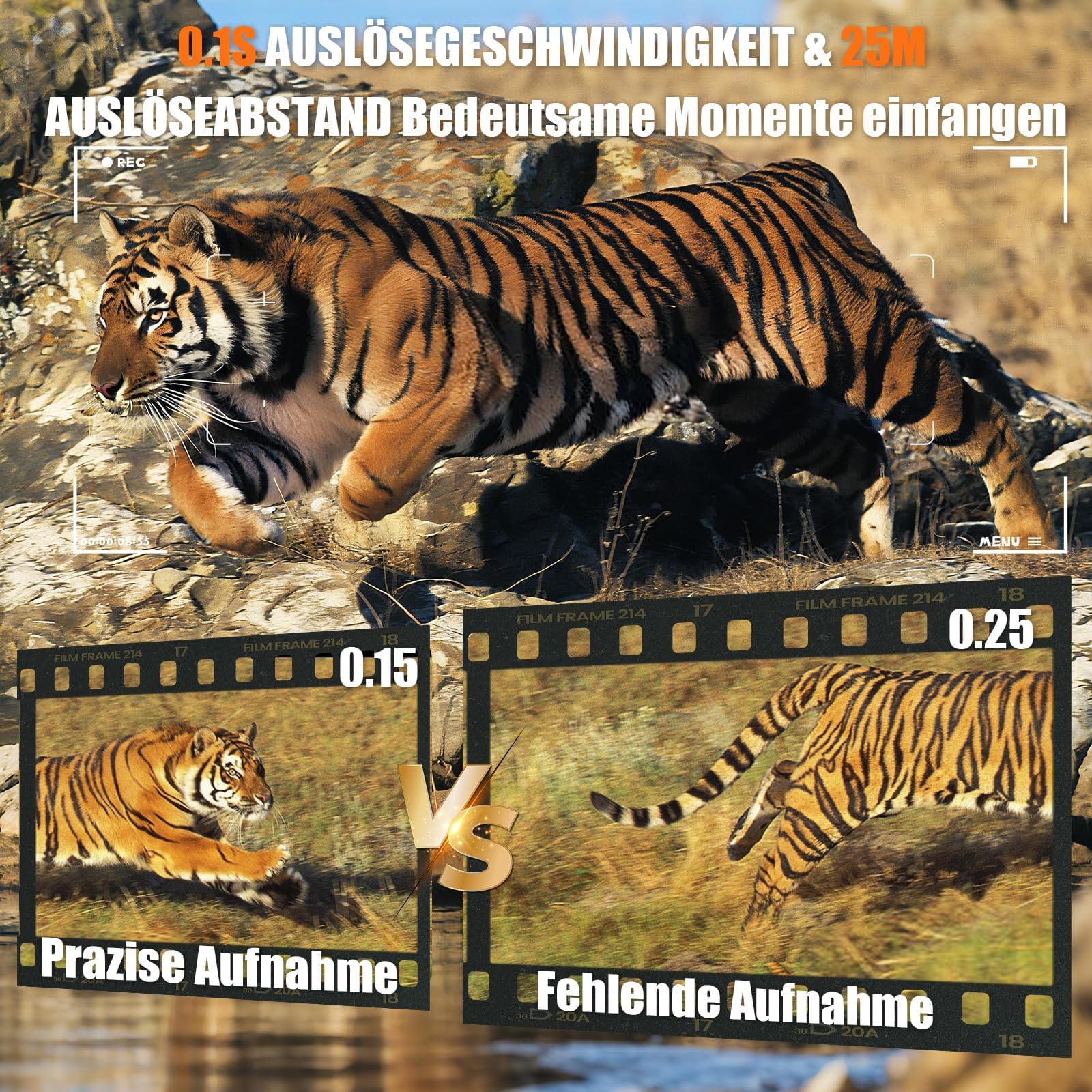 Wildkamera WLAN mit Handyübertragung App,4K 60MP Wildkamera Solar mit Nachtsicht Bewegungsmelder, Wildtierkamera mit 850nm Infrarot-LED,0,1s Auslöser,64GB SD-Karte, IP66 Wasserdicht