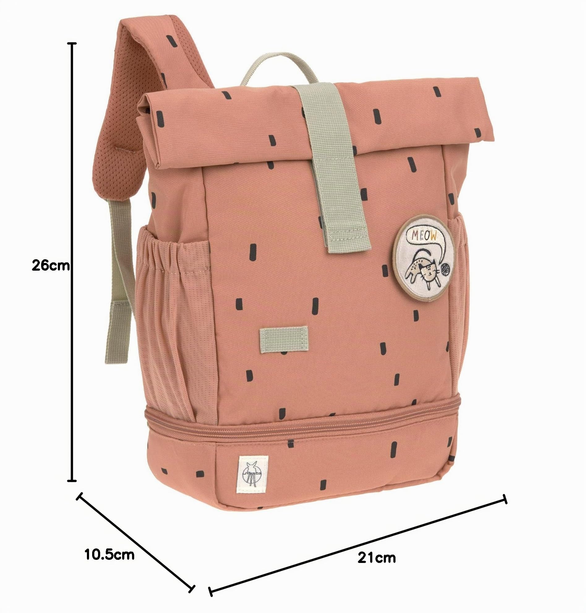 Lässig Sac à dos pour enfants avec sangle de poitrine Sac à dos pour l'école maternelle 28 cm, 5,5 litres, 3 ans/Mini Square Backpack Happy Prints caramel