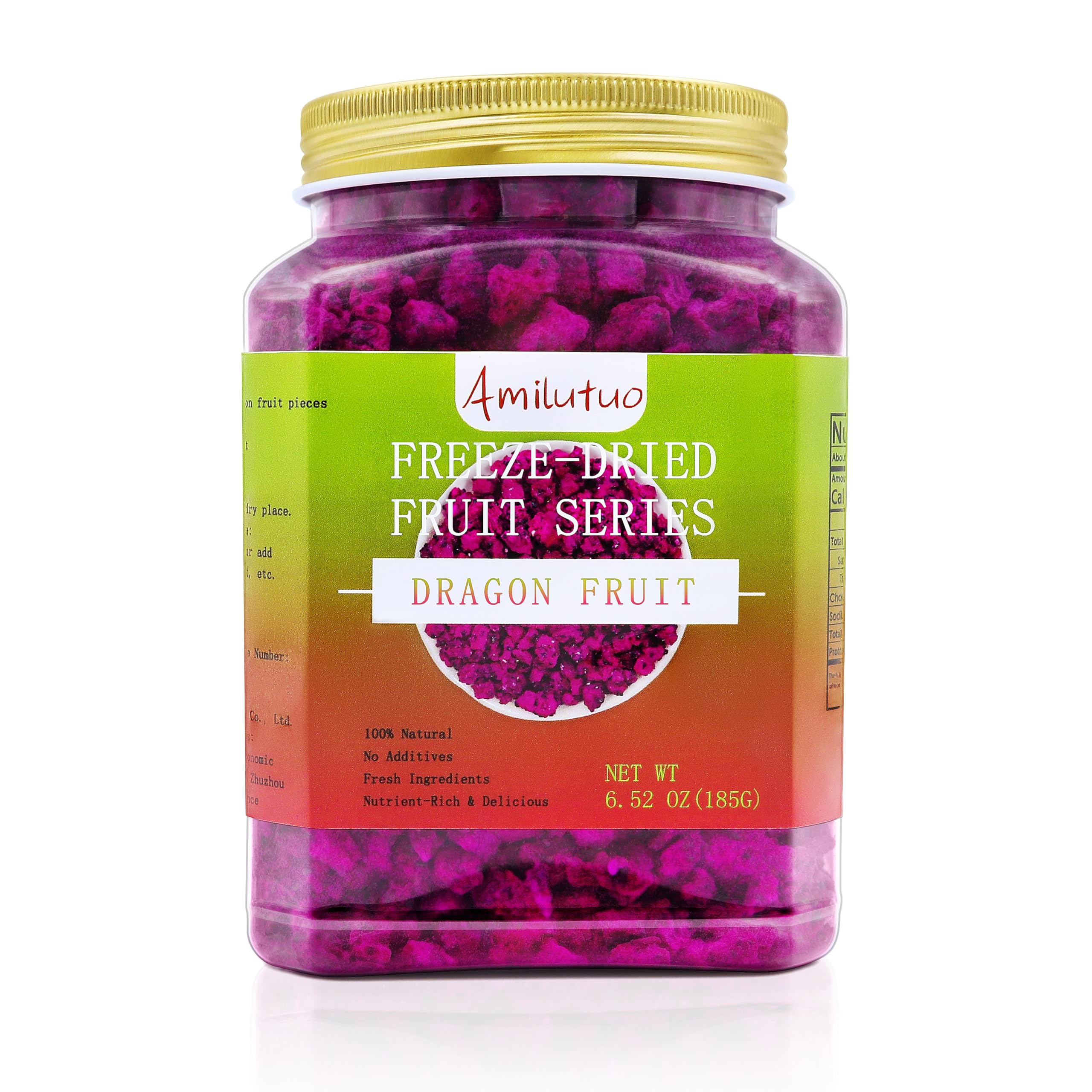 Amilutuo Freeze-Dried Dragon Fruit, Freeze-Dried Fruit, No Added Sugars, 6.52OZ/185g Dragon Druit Chunks, Dry Drag-on Fr-uit, Ideal for Infusing Drinks, Baked Goods and Water