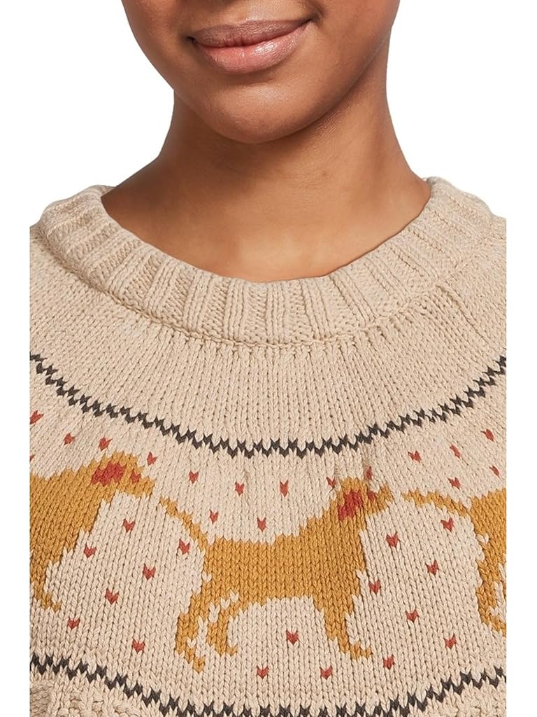 Beige L.L.Bean Signature Cotton Fisherman Crewneck Novelty Sweater