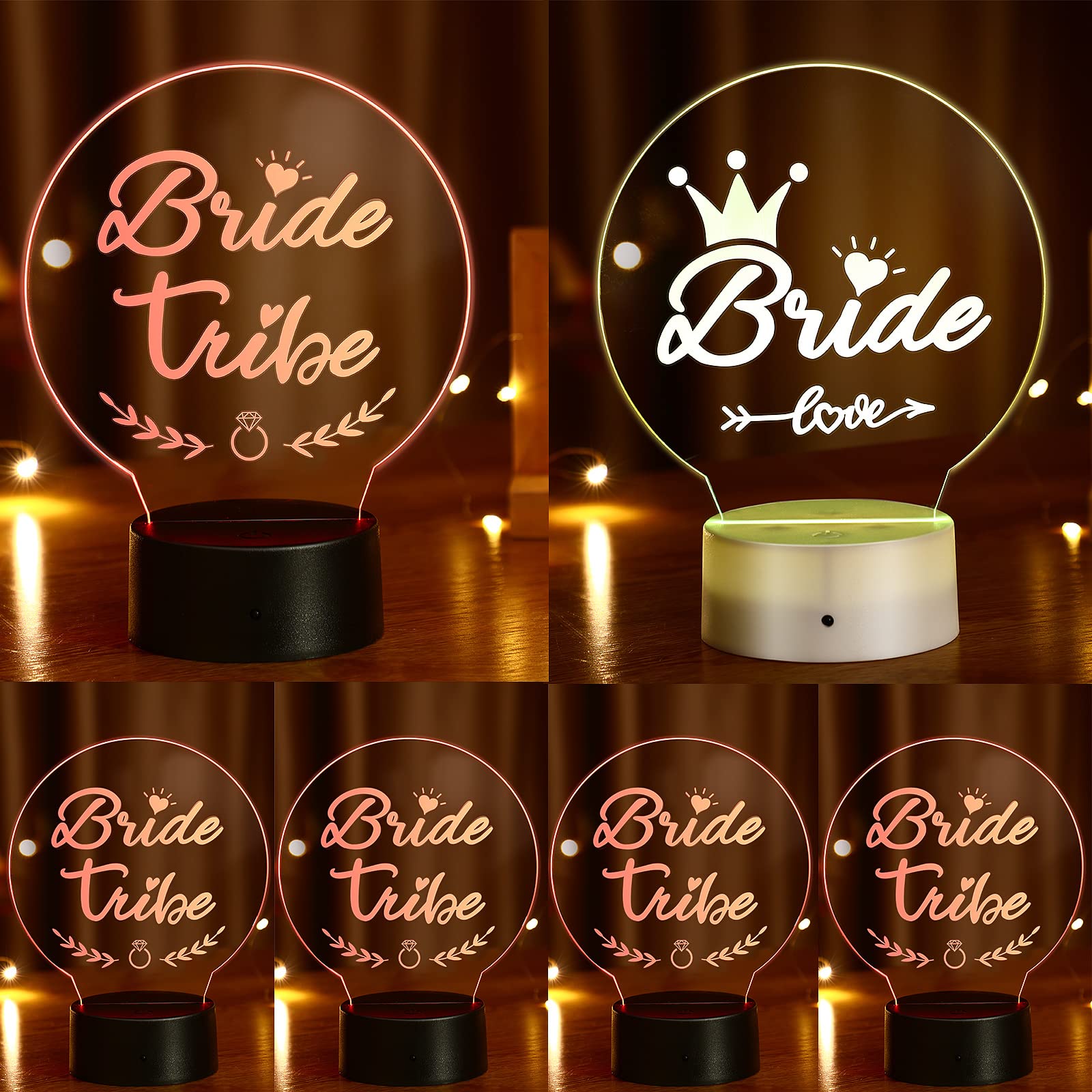 Zhengmy6 Pieces Bride Tribe LED Night Light Lamp Set, Bridesmaid Proposal Gifts Wedding Gifts Adjustable 16 Colors Remote Control Lighting for Wedding Bridal Engagement Bachelorette Party