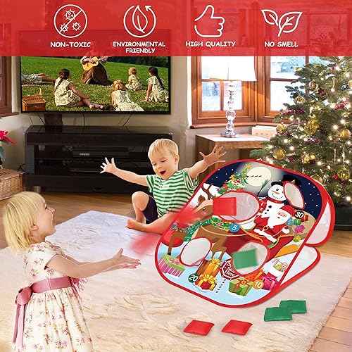 Miniatura 3 de Juegos de lanzamiento de bolsas de frijoles de Navidad para niños y adultos, juegos de fiesta de Navidad para familias al aire libre e interior,