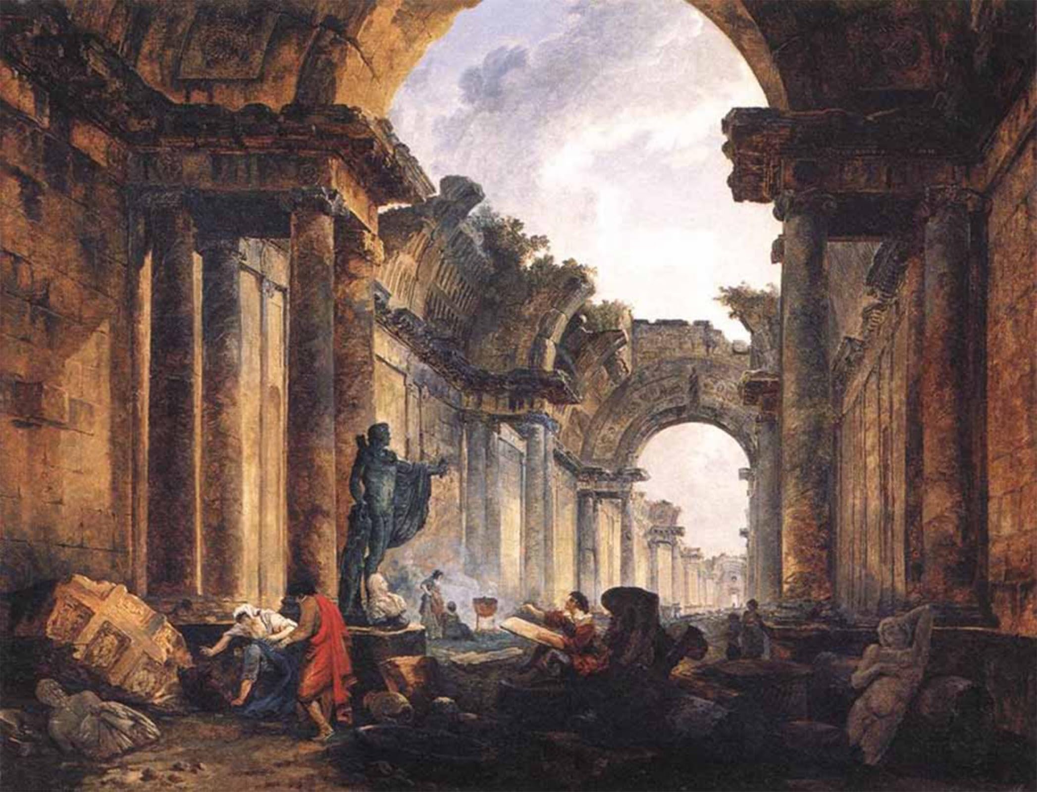 SERENDIPITP Aesthetic Poster Photo Wall Print Retro Picture Imaginary View of Thegalerie in the Louvre in Ruins by Hubert Robert Modern Wall Artwork for Home Decor 60x90cm