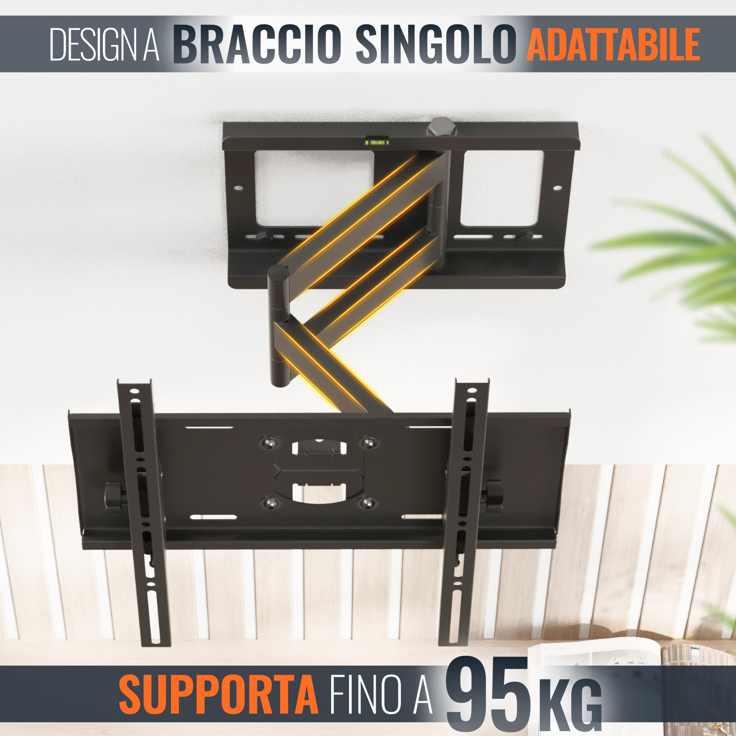 RICOO R23-F Supporto TV da parete Staffa TV 40-75 pollici per 40 43 50 55 65 75 pollici girevole inclinabile fino a 95 kg max VESA 400x400
