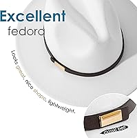 Vista 2 de Gossifan Sombreros Fedora para hombre, sombrero Panamá de ala ancha con cinturón clásico
