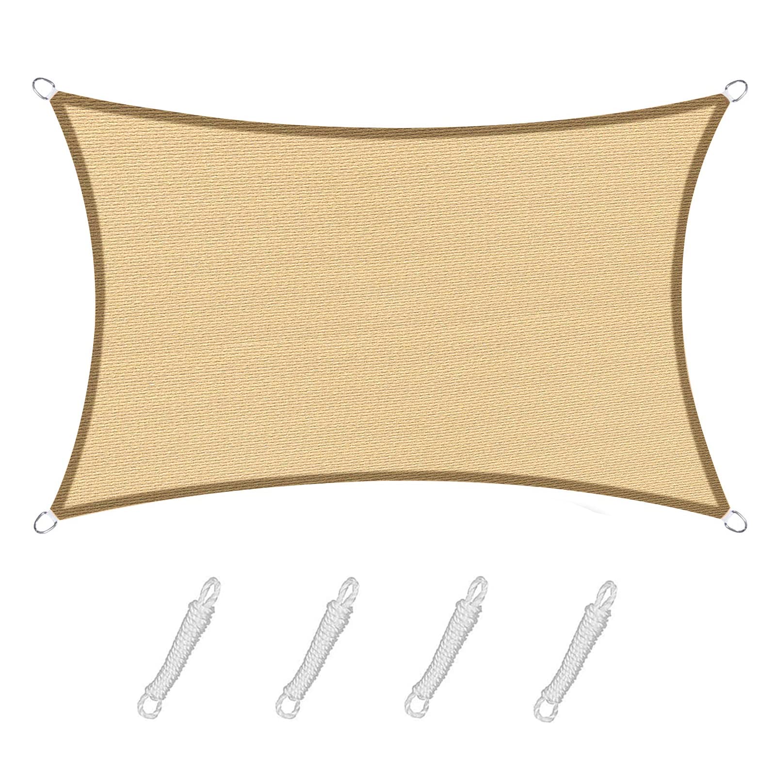 Sunnylaxx 2.5x4m Rectangle Shade Sail, Sand Sun Shades Outdoor Canopy 95% UV Block Sunshade Sails for Patio, Garden, Backyard