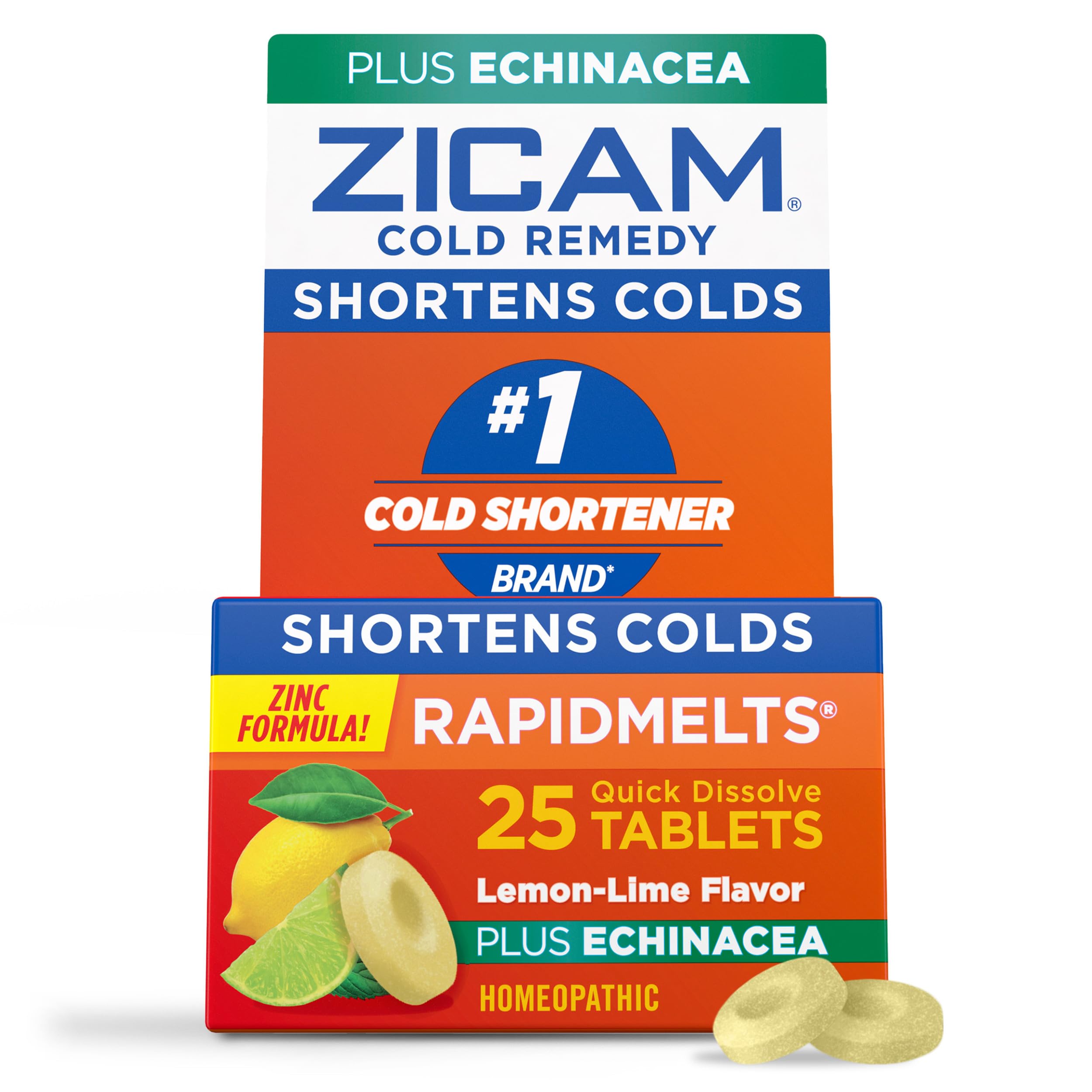 ZicamZinc Cold Remedy RapidMelts Quick-Dissolve Tablets Lemon-Lime Flavor with Echinacea 25ct