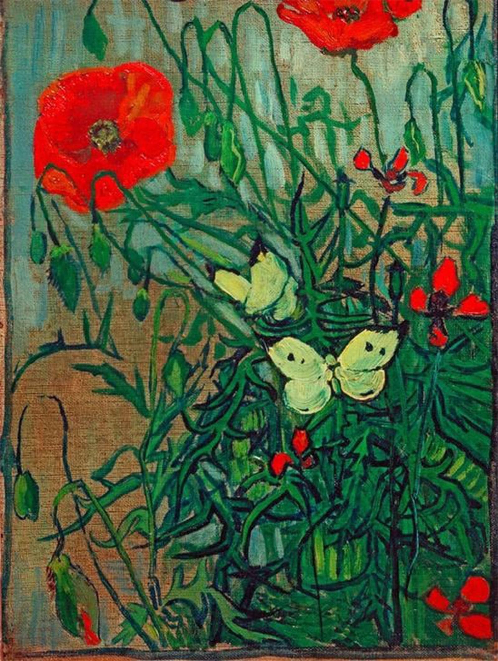 SERENDIPITP Aesthetic Poster Photo Wall Print Retro Picture Butterflies on Poppies Modern Wall Artwork for Home Decor 60x90cm