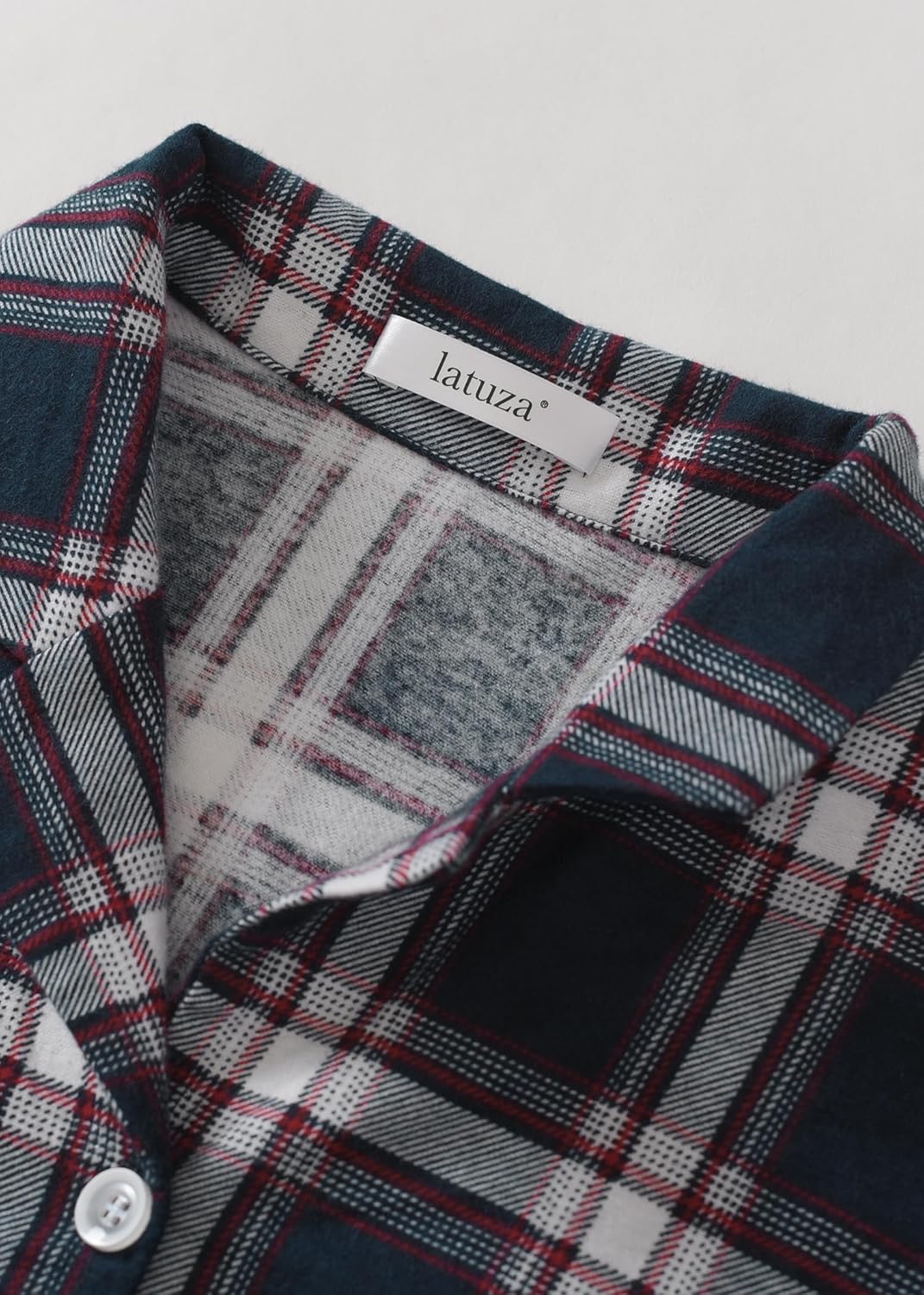 Latuza Women's Petite Flannel Pajama Set Soft Cotton Button Up PJs Set - Image 3