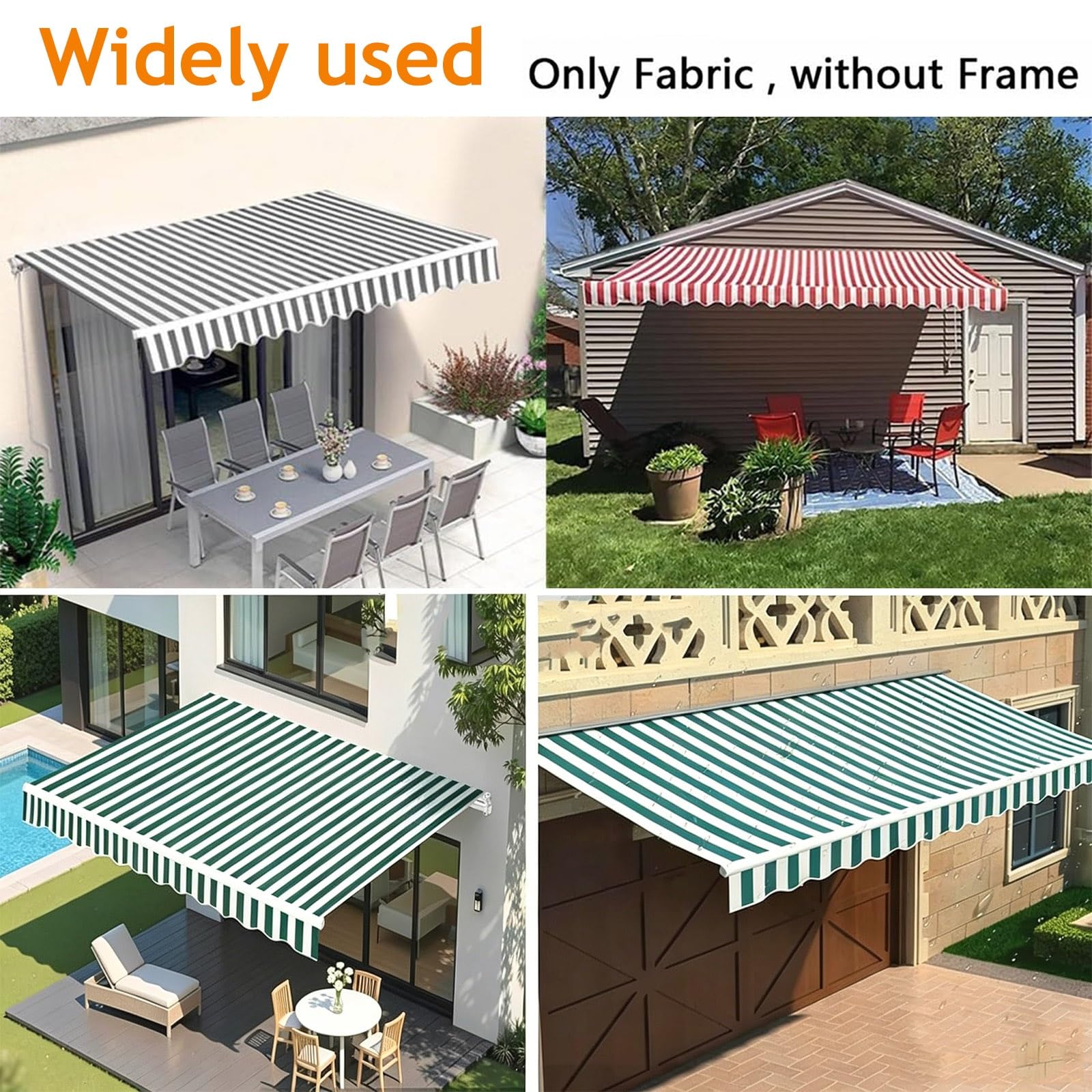 Tessuto di Ricambio per Tenda da Sole, Tendone in Poliestere per Esterni, Impermeabile, Protezione UV, Tela di Ricambio per Patio, Terrazzo, Esterno(Green,3x1.5m(10x5ft))