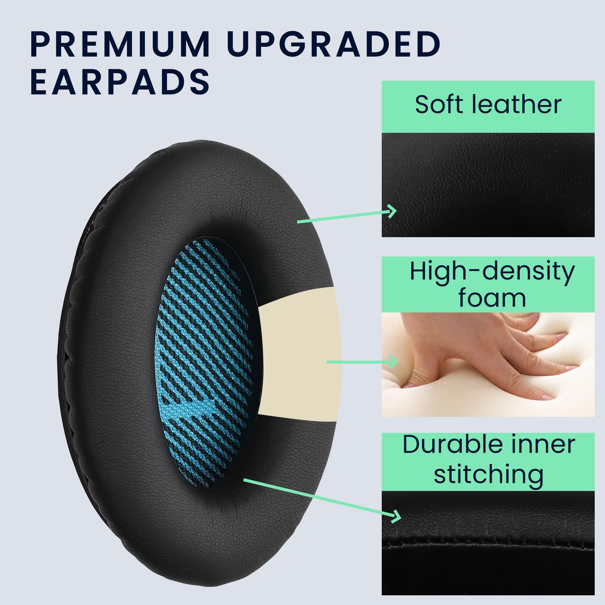 kwmobile Cuscinetti Compatibile Bose Soundlink Around-Ear Wireless II Pad Over Ear Simil Pelle Nero