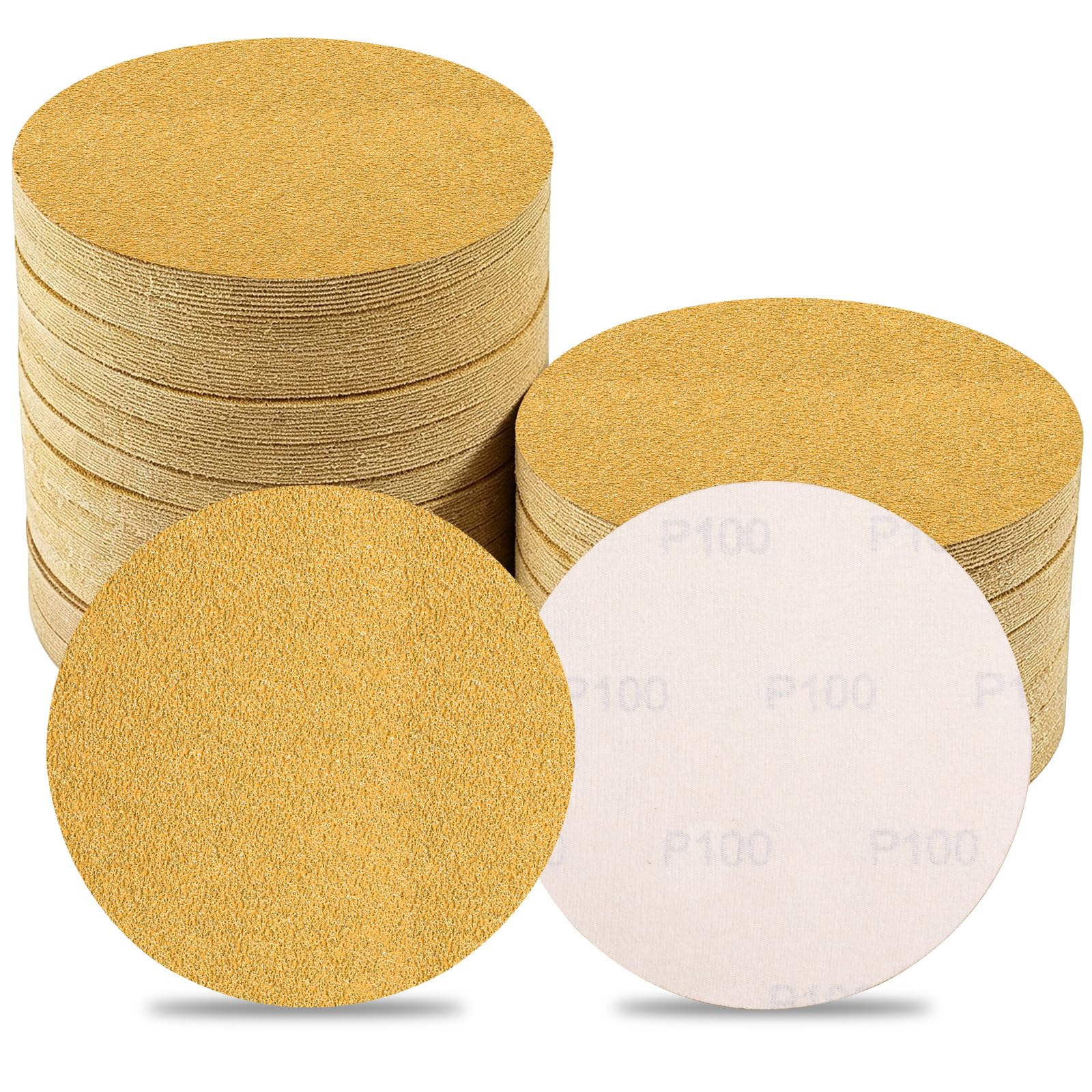 Sruhrak 100PCS 125mm Sanding Discs Sandpaer, 100 Grit Hook and Loop Random Orbital Sander Pads for Sander Wood, Metal, Automotive
