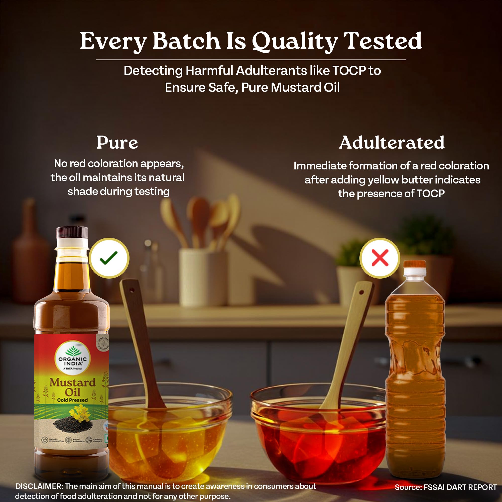 Organic India Mustard Oil, 1000ml | Lab Tested on 250+ Parameters | Certified Organic| Cold Pressed Oil | Kachi Ghani Sarso Ka Tel with Natural Flavour | Perfect for Daily Cooking and Healthier living product image 8