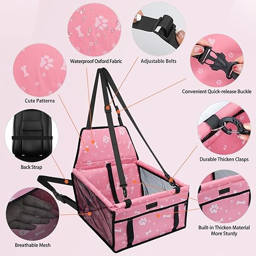 Miniatura 3 de PetsHome Asiento de automóvil para perro, plegable, impermeable, transpirable, bolsa de viaje Oxford para perros pequeños a medianos, cachorros y