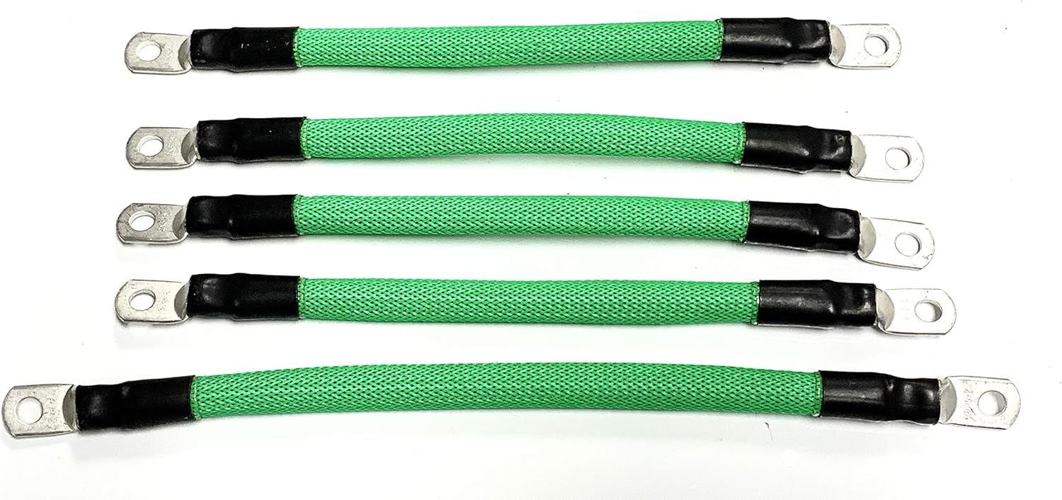 ACDC WIRE AND SUPPLY 2 Gauge Golf Cart Braided Battery Cable Set, (NEON Green) E-Z-GO 1994 & UP MED/TXT 36V U.S.A Made