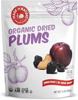 Made In Nature Organic Dried Plums Prunes 13oz - Unsulfured Non-GMO Gluten-Free Vegan Kosher Snack