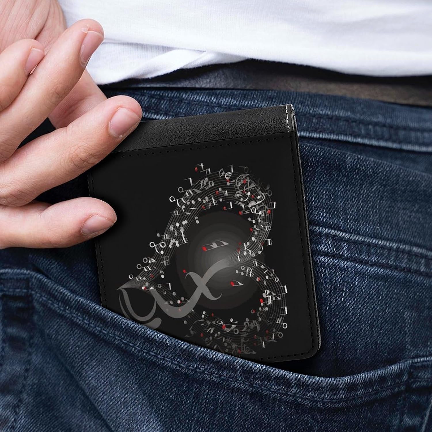 Music Note Heart Bifold Walle Leather Wallets image 5