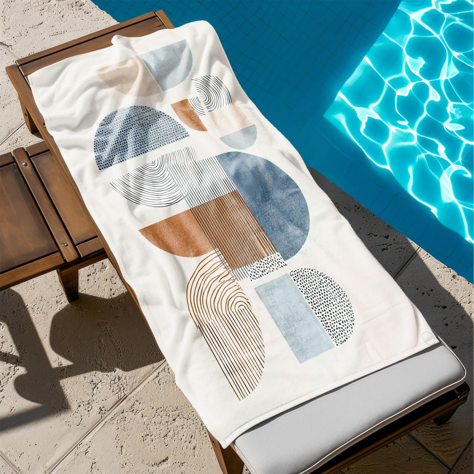 Generisch XXL Strandtuch Microfaser 180 X 90 Himmelblau Braun Muster Strandhandtuch Groß Kompakt Und Sandfest Schnelltrocknend Reisehandtuch Für Den Strand Gym Travel Sauna
