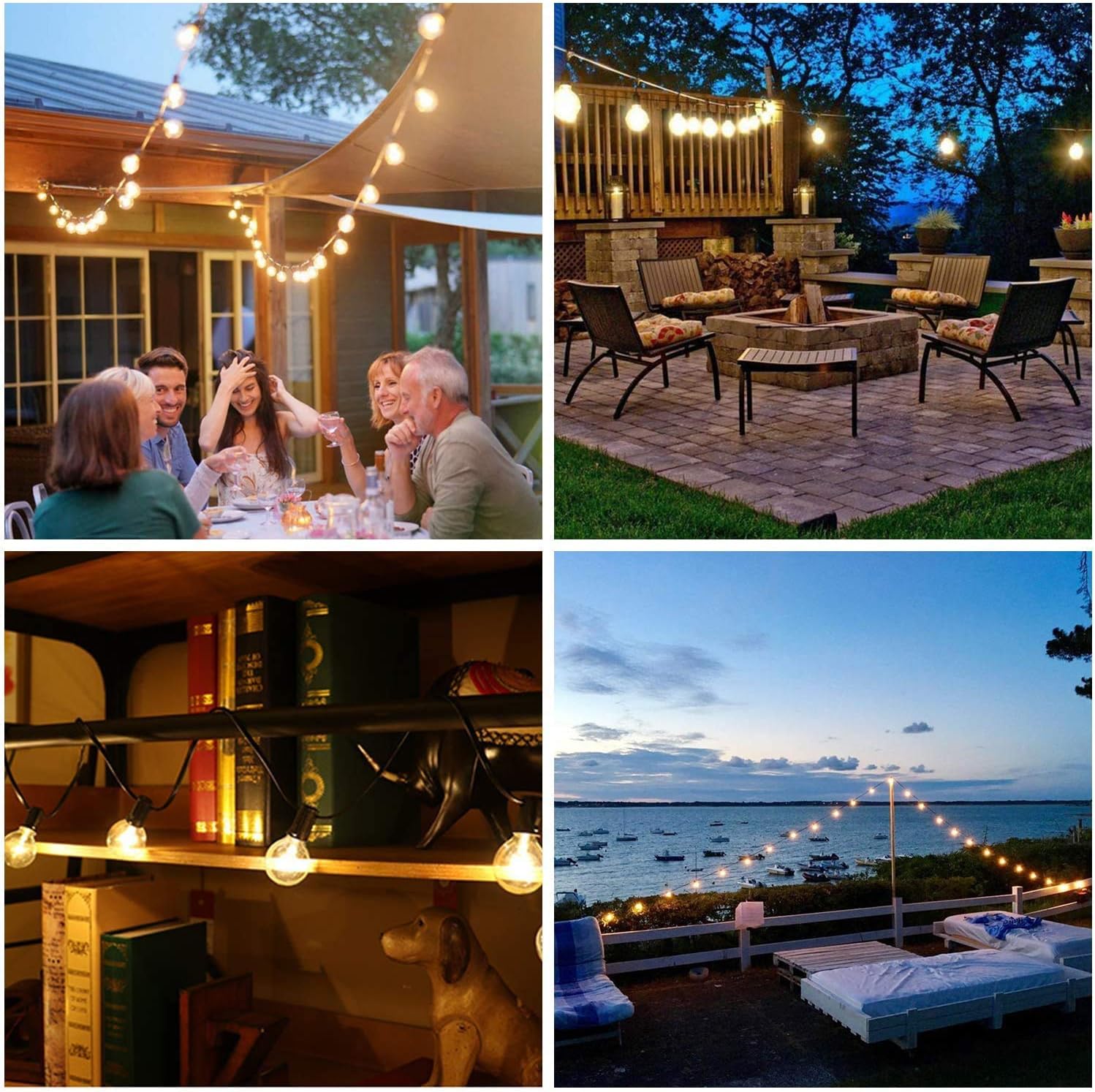 Bomcosy Outdoor String Lights, 25Ft G40 Globe String Lights with 12+3pcs(Spare) 5W Clear Bulbs, 2200K Warm White, Waterproof Connectable Commercial Backyard Patio Lights,12pcs E12 Socket