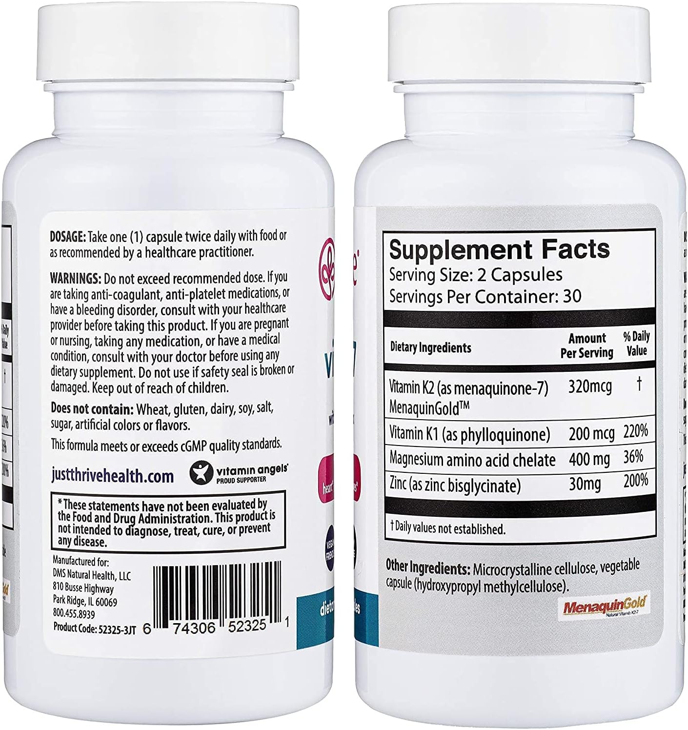 Buy Just Thrive Vitamin K27 Bone and Heart Health Supplement with