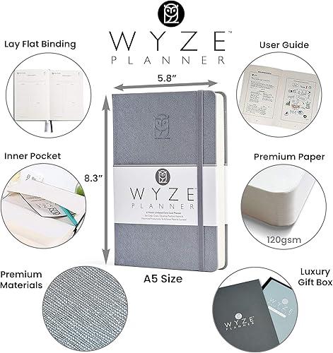 Miniatura 9 de Wyze Planner - Agenda para fijar objetivos  6 meses sin fecha diaria, semanal y mensual con calendario para ayudar a aumentar la productividad y