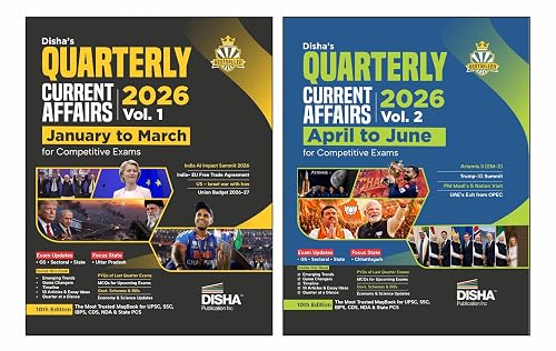 Disha Combo (2 Quarterly Books) Half-Yearly Current Affairs 2026 Vol. 1 & 2 Jan - June 2026 for Competitive Exams 10th 4 Color Edn | UPSC, State PSC Civil Services, SSC, NDA, CDS, Bank PO/ Clerk, RRB