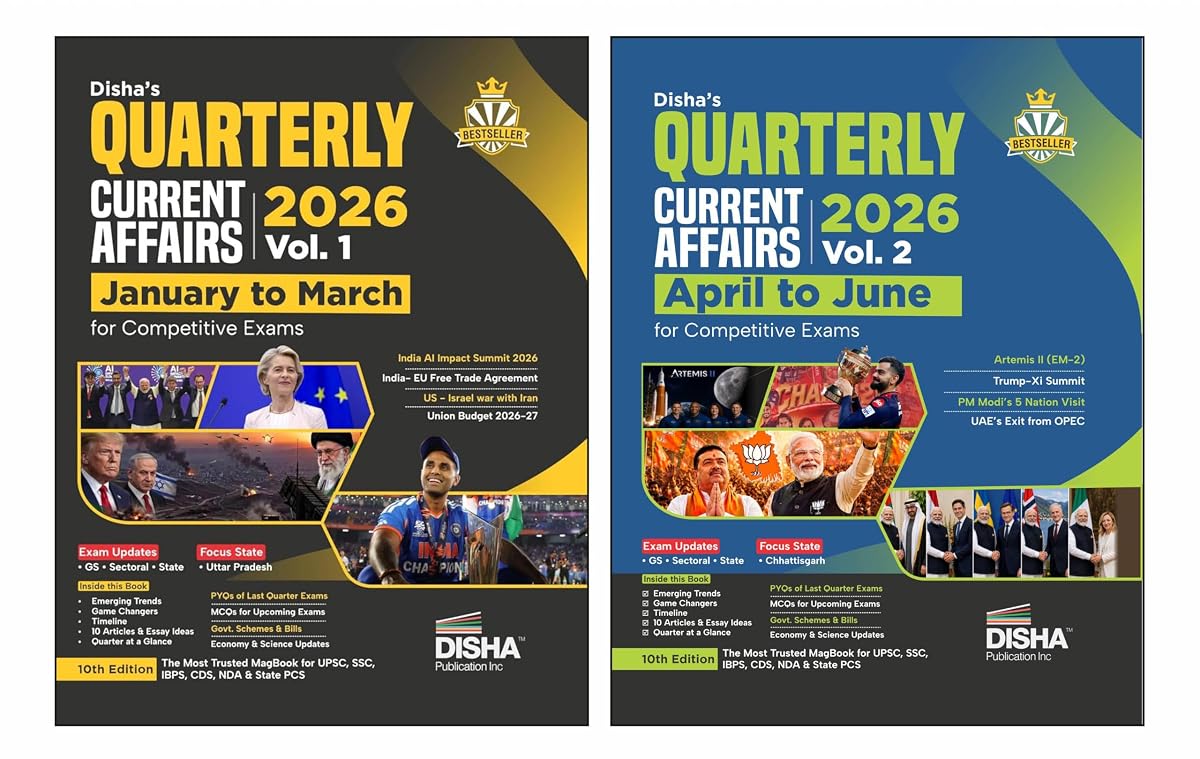 Disha Combo (2 Quarterly Books) Half-Yearly Current Affairs 2026 Vol. 1 & 2 Jan