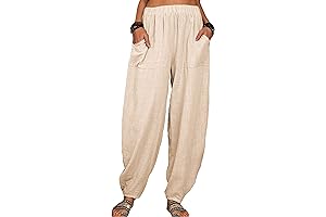 Womens Cotton Soft Flowy Joggers Drawstring Workout Yoga Casual Lounge Pants