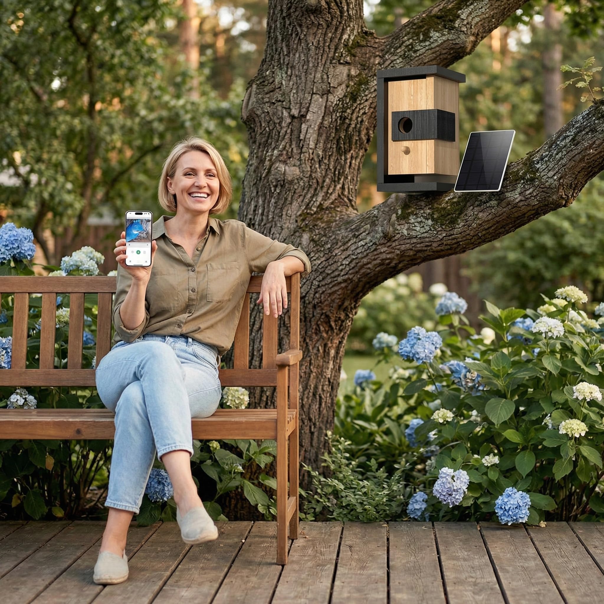 Smart Bird House with Camera Solar Powered, 2K Live Video & Night Vision for 24/7 Nesting Recording, Auto Detect & Notify, Ideal Nature Gift for Bird Lovers, AI Identify Lifetime Free - 5