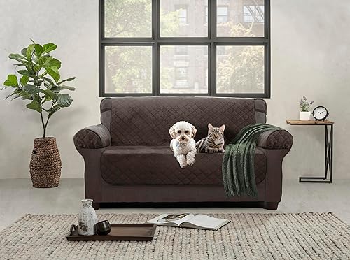 Miniatura 2 de Zenna Home Protector de sofá biplaza de felpa impermeable chocolate/marrón, Lovesweat (EFCPLNSBR)