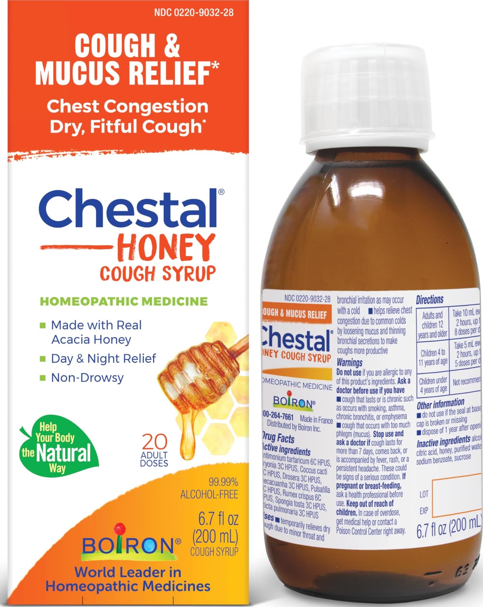 Boiron Chestal Adult Cold and Cough Syrup for Nasal and Chest Congestion, Runny Nose, and Sore Throat Relief - 6.7 Fl oz — Amazon image 9