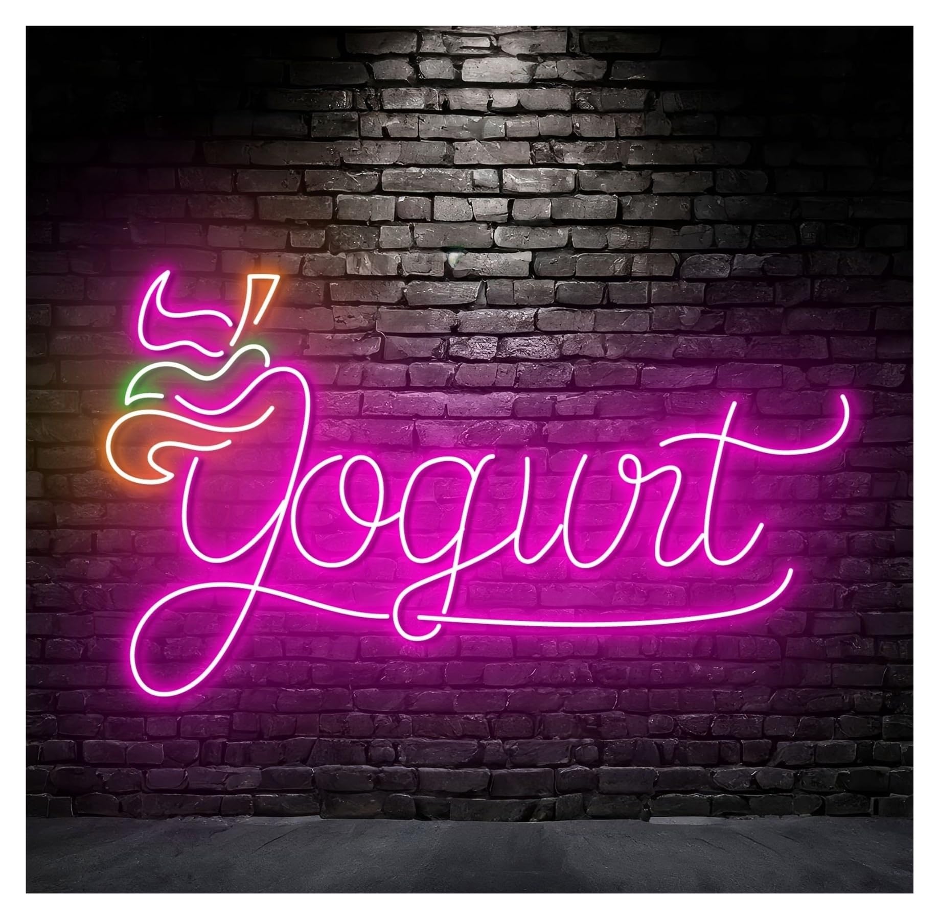RONGCH Hanging Art Signs Frozen Yogurt Neon Sign House Kitchen Food Store Shop Storefront Window Display Business Entrance 63cm