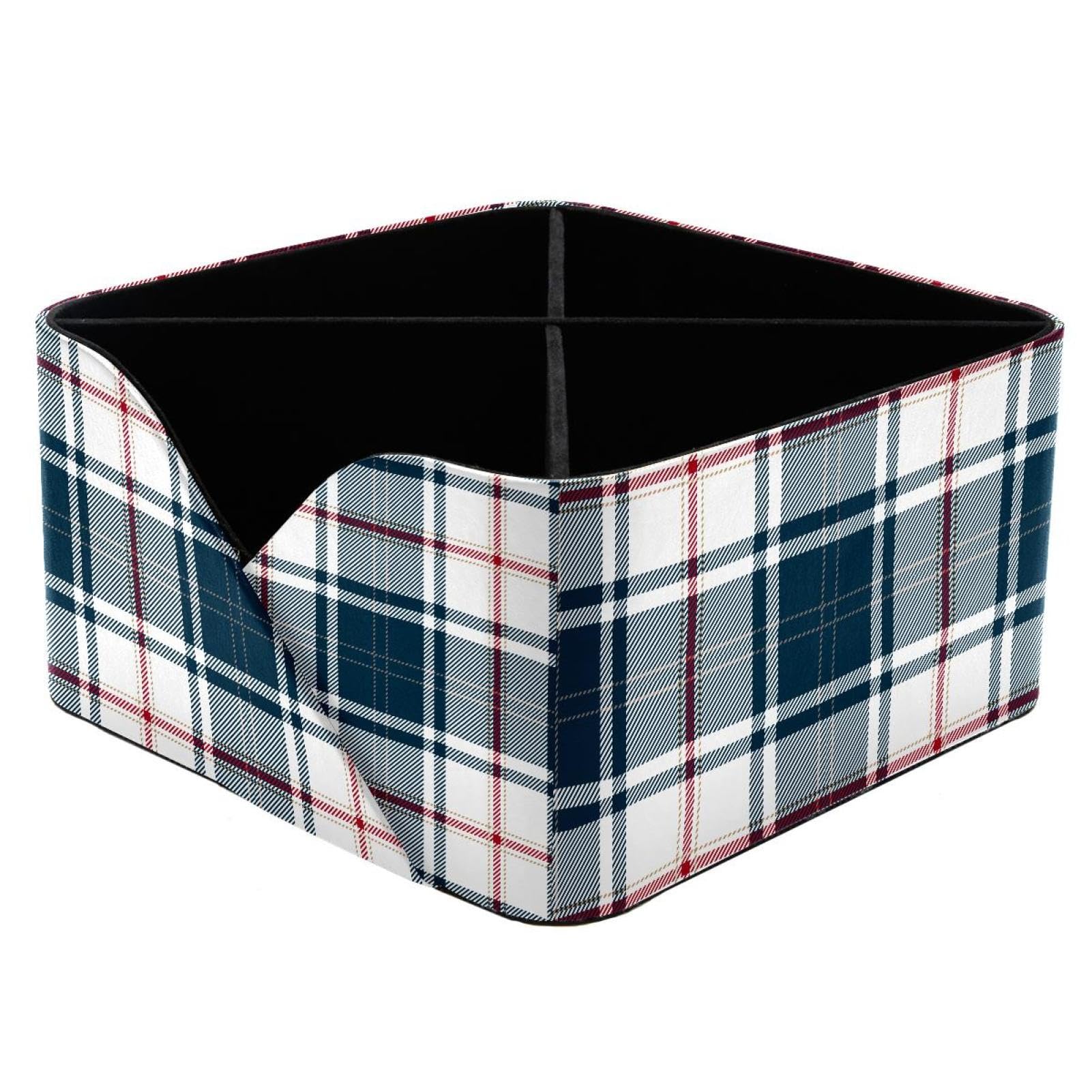 KengjuTesu Tartan Plaid Scottish Pattern Desktop Organizer Pen Holder, Rectangular Pencil Cup for Office, Study and Makeup Stations