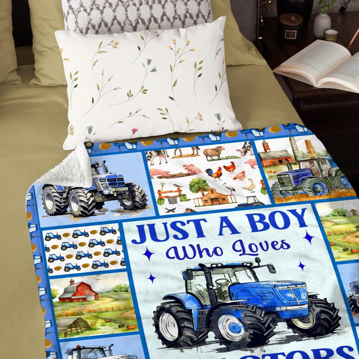 Tractor Farm Truck Blanket - Gifts for Boys, Kids, Adults Who Love Tractors - Super Warm Soft Throw for Bed, Camping, Sofa Decor - Trucks Car Lover Gift 40''x50''-S - Image 5
