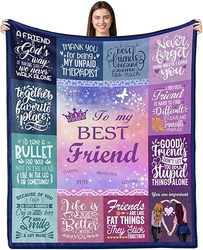 Lviliss Manta para mejor amiga, regalo de cumpleaños para mejor amiga, regalo de cumpleaños para mejores amigas, manta de amistad para mejor amiga,