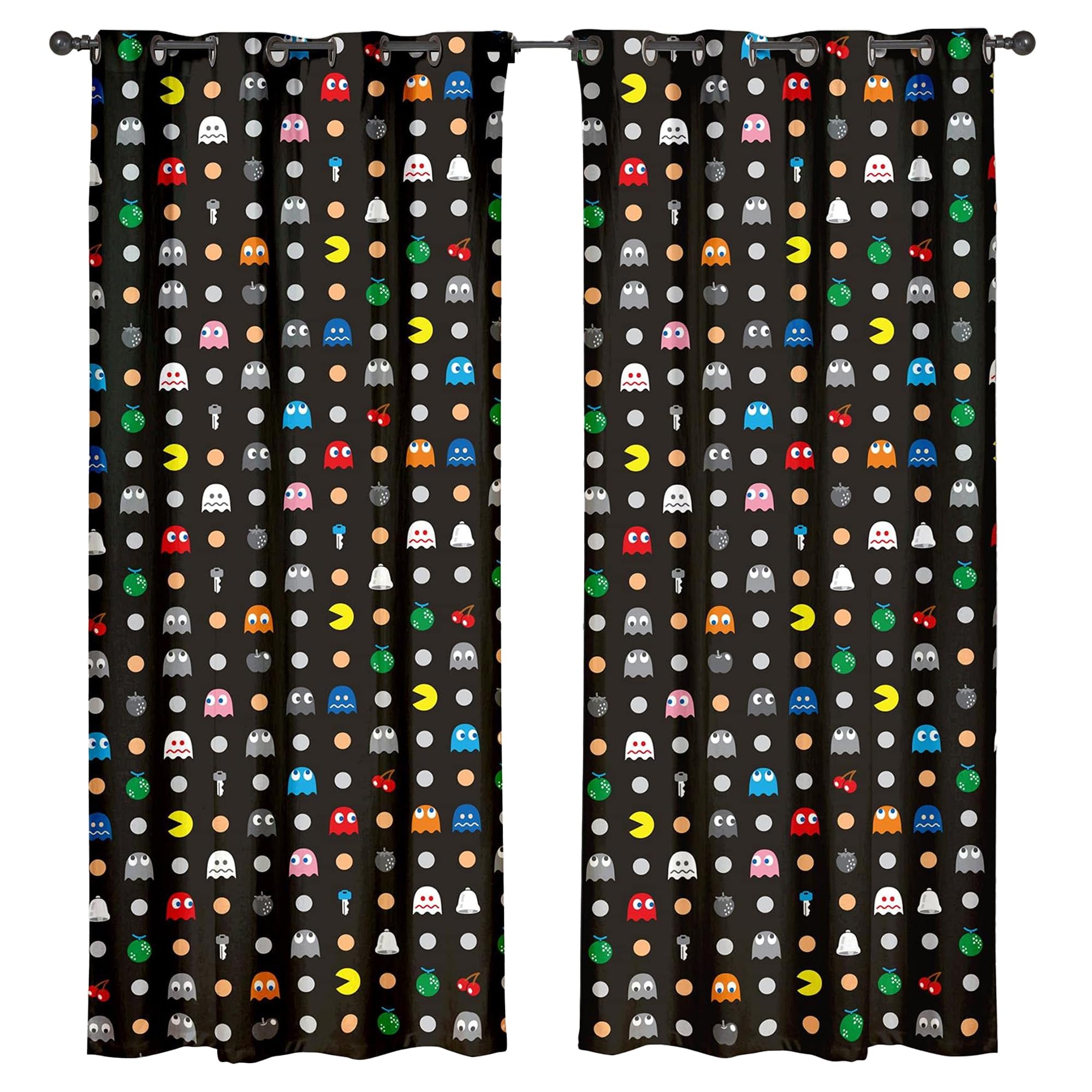 Pac Man Eyelet Curtains - Pacman Maze Design - 66" Wide x 72" Drop