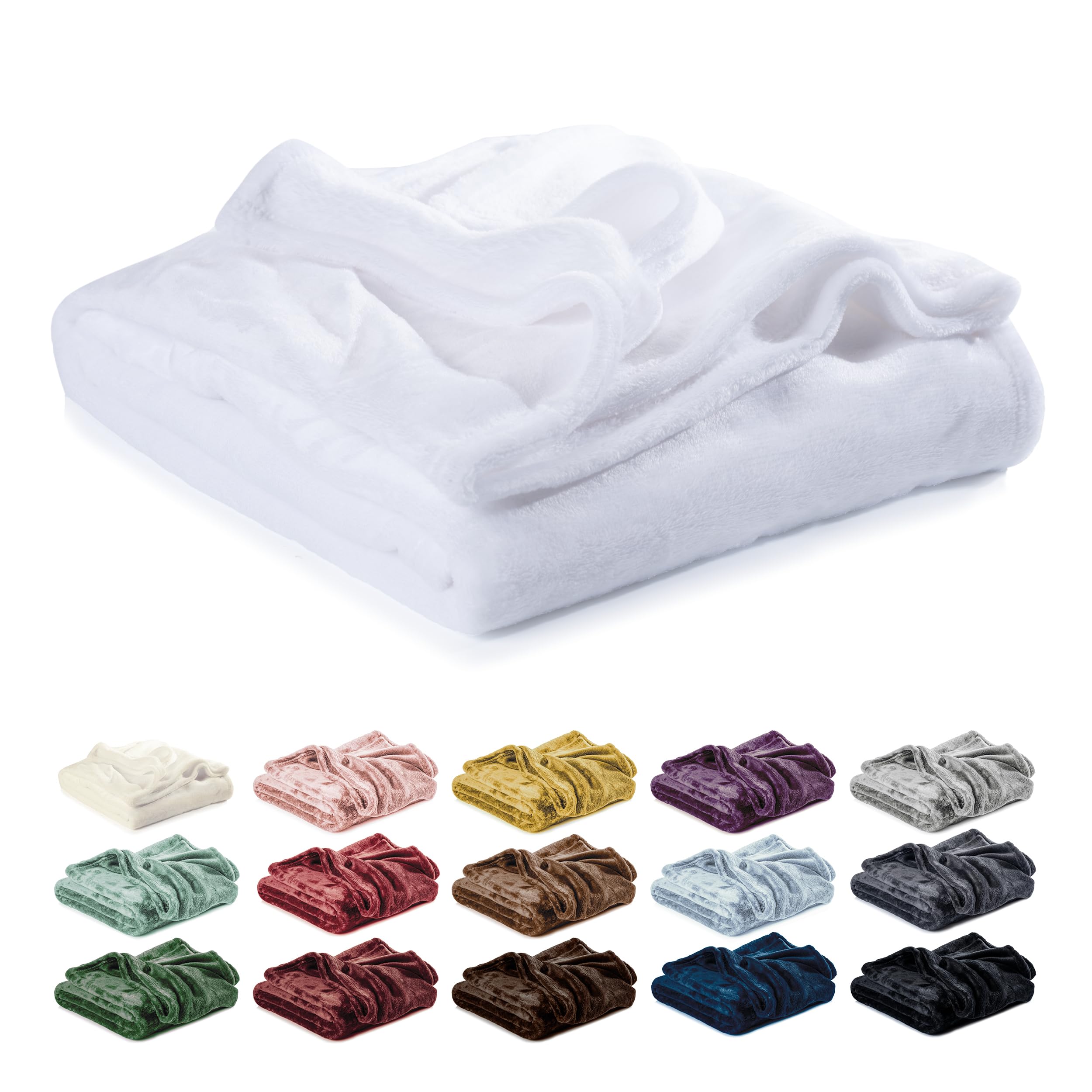 Lavea® Manta Polar 150x200 cm para Cama 105, Suave – Manta de Microfibra Cálida y Aterciopelada para Sofá y Cama, Transpirable y Fácil de Lavar – Blanco
