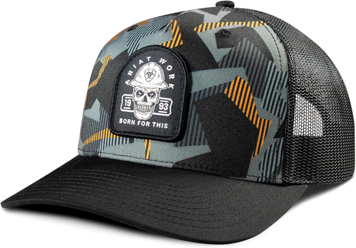 ARIAT Mens Richardson 112 Cap Snap Back Woven Patch Skull Graphic Black A290001601