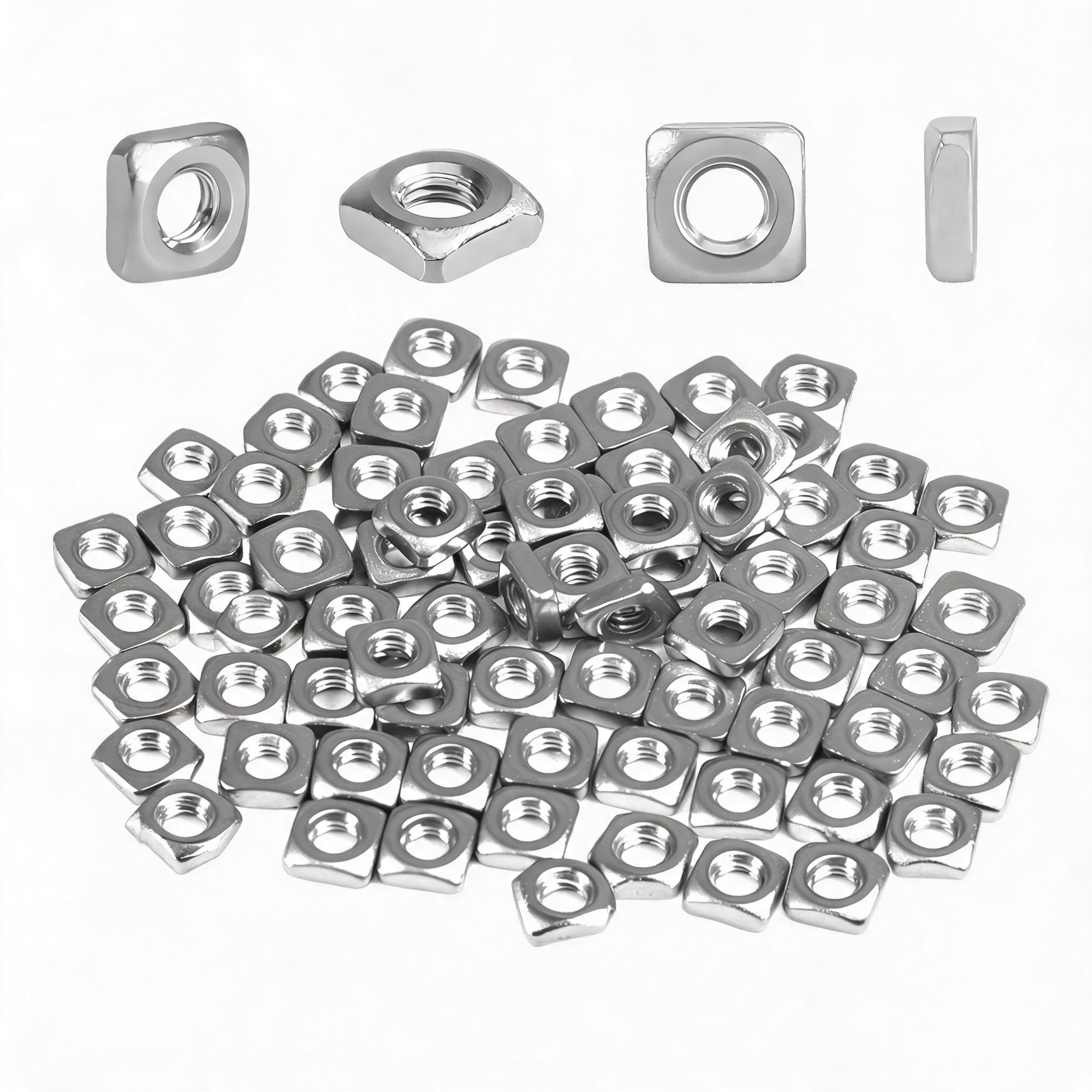 Stainless Steel Square Nuts - 50 Pack M6 -12