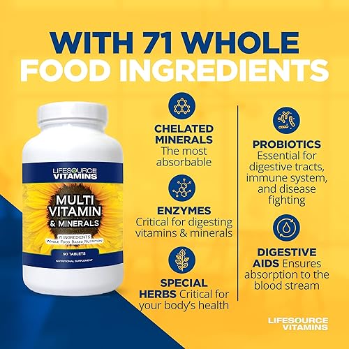 Miniatura 4 de LifeSourceVitamins LifeSource Vitamins - Multivitamínico y minerales integrales con 71 ingredientes naturales, probióticos, enzimas digestivas,