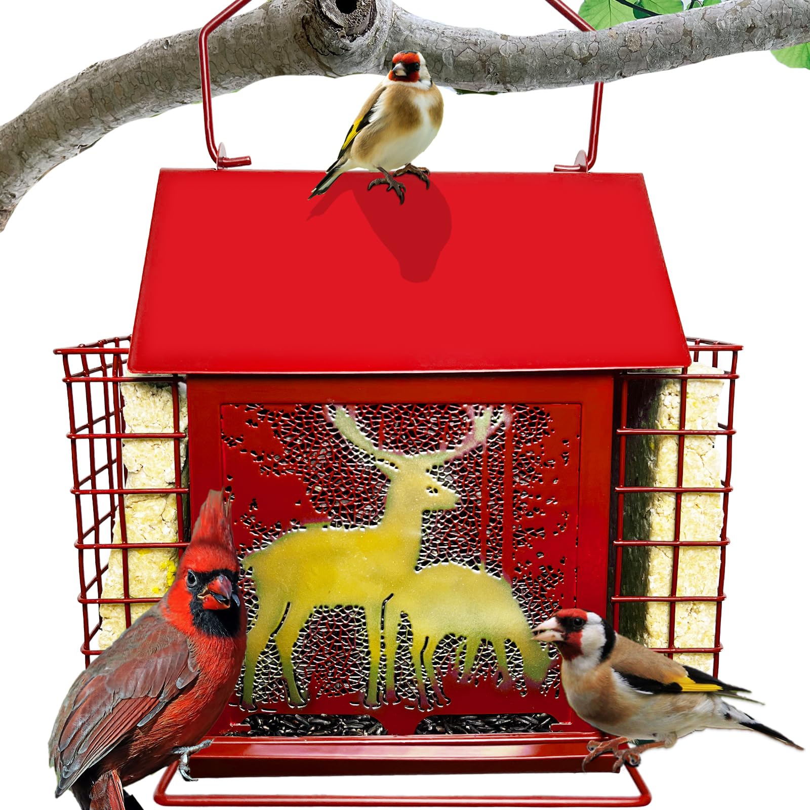Vogelfutterspender Für Draußen | Doppelter Talgspender Mit Samenschalen, 2,5 Kg Kapazität