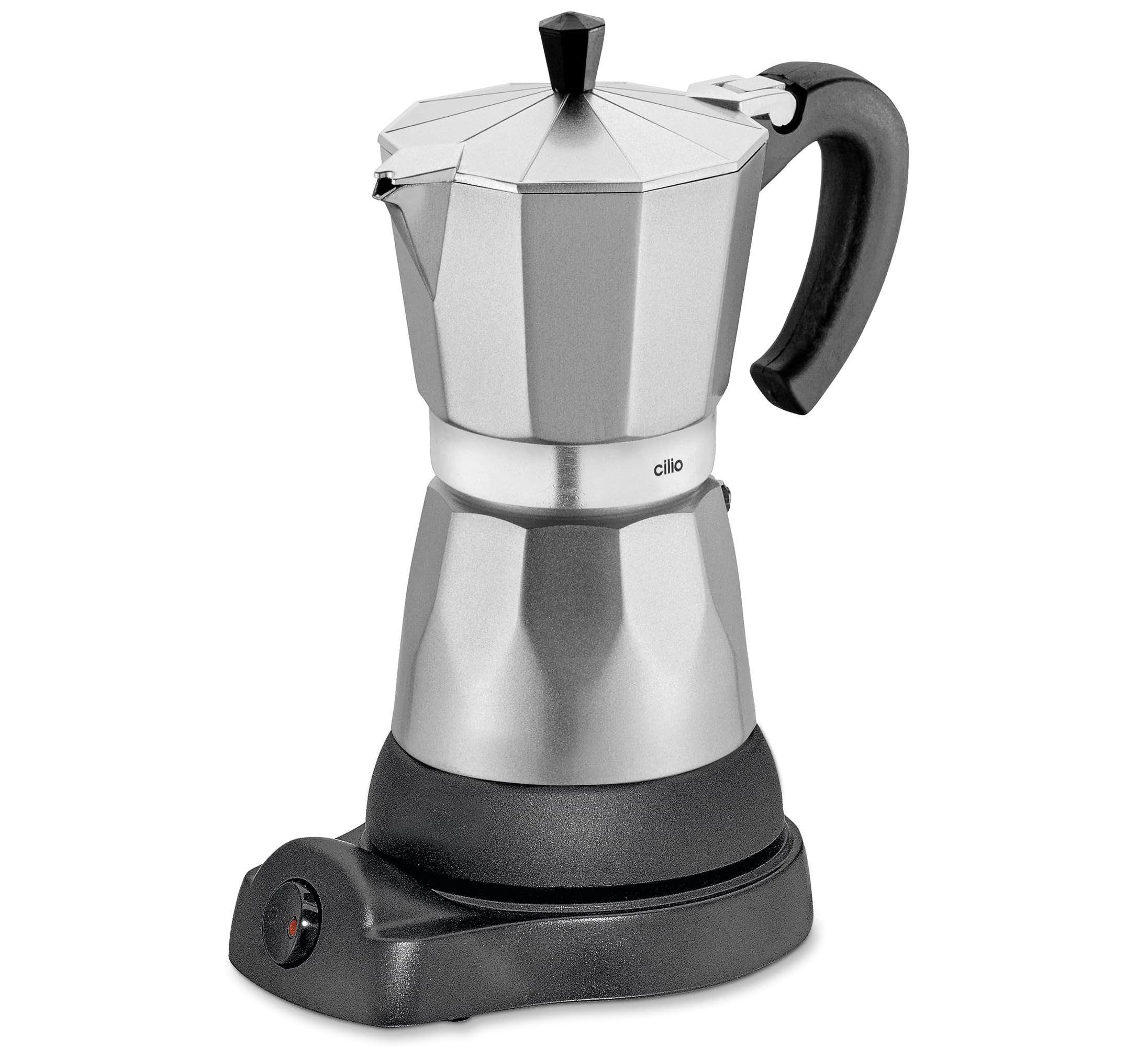 Cilio Other Classico Espresso Maker For 6 Cups Electric 480 W Diameter 11.5 Cm Height 25 Cm Aluminium Silver Integrated Stove Plate With Warming Function And Reducing Sieve For Travel Or Camping