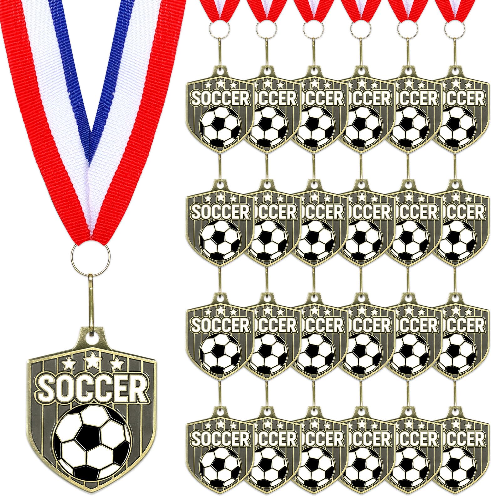 Tondiamo 24/48 Pcs Award Medals Bulk Gold Medals Bulk with Neck Ribbons 2 Inch Metal Award Trophies for Sports Party Team Tournaments Match
