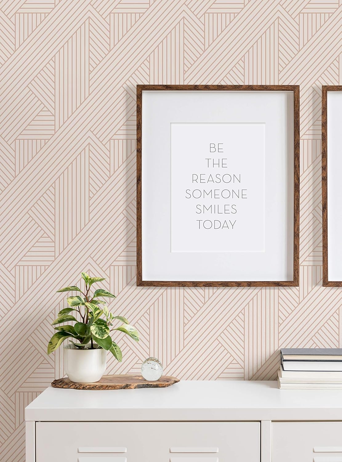 Simple Shapes Interwoven Parquet Pattern Wallpaper - Peel and Stick (Coral, 6 Sheet Pack - 2ft x 9ft)