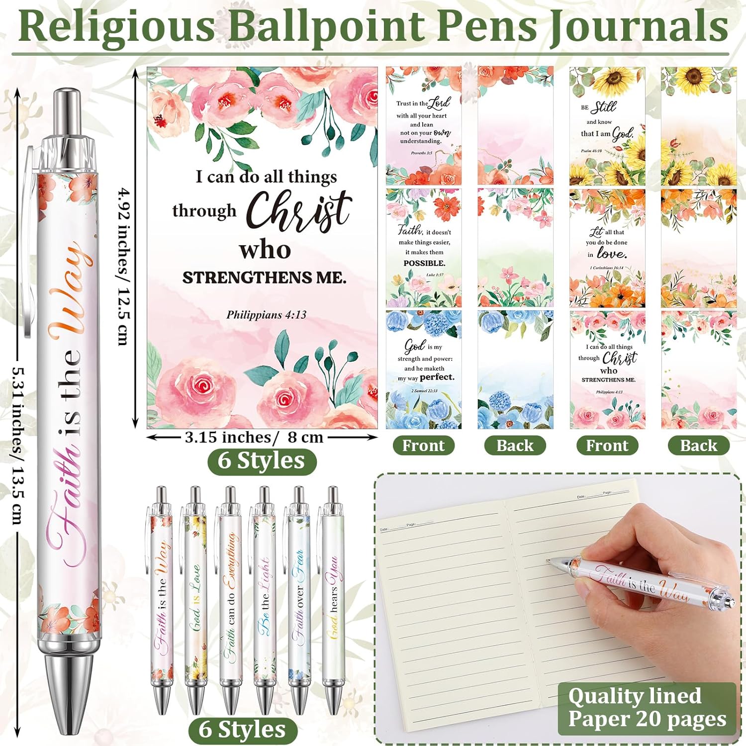 18 Pcs Mothers Day Christian Mugs for Women Bible Verse Pens Notebooks 12oz Inspirational Scripture Cups Religious Ballpoint Pens Journals Holiday Faith Gift for Easter Sunday School Church