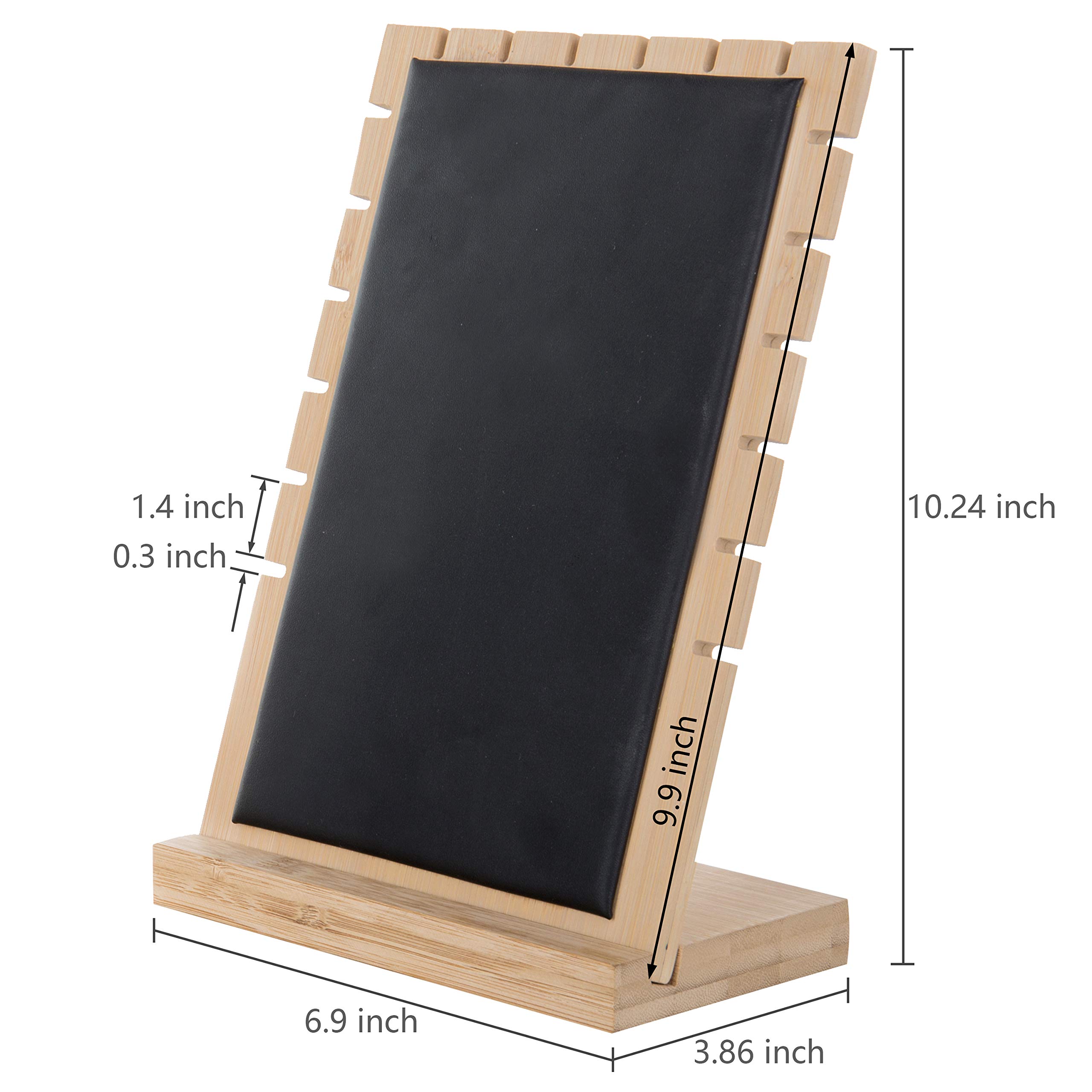 MyGift Modern Bamboo Necklace Jewelry Tabletop Display Boards, Set of 2,Black