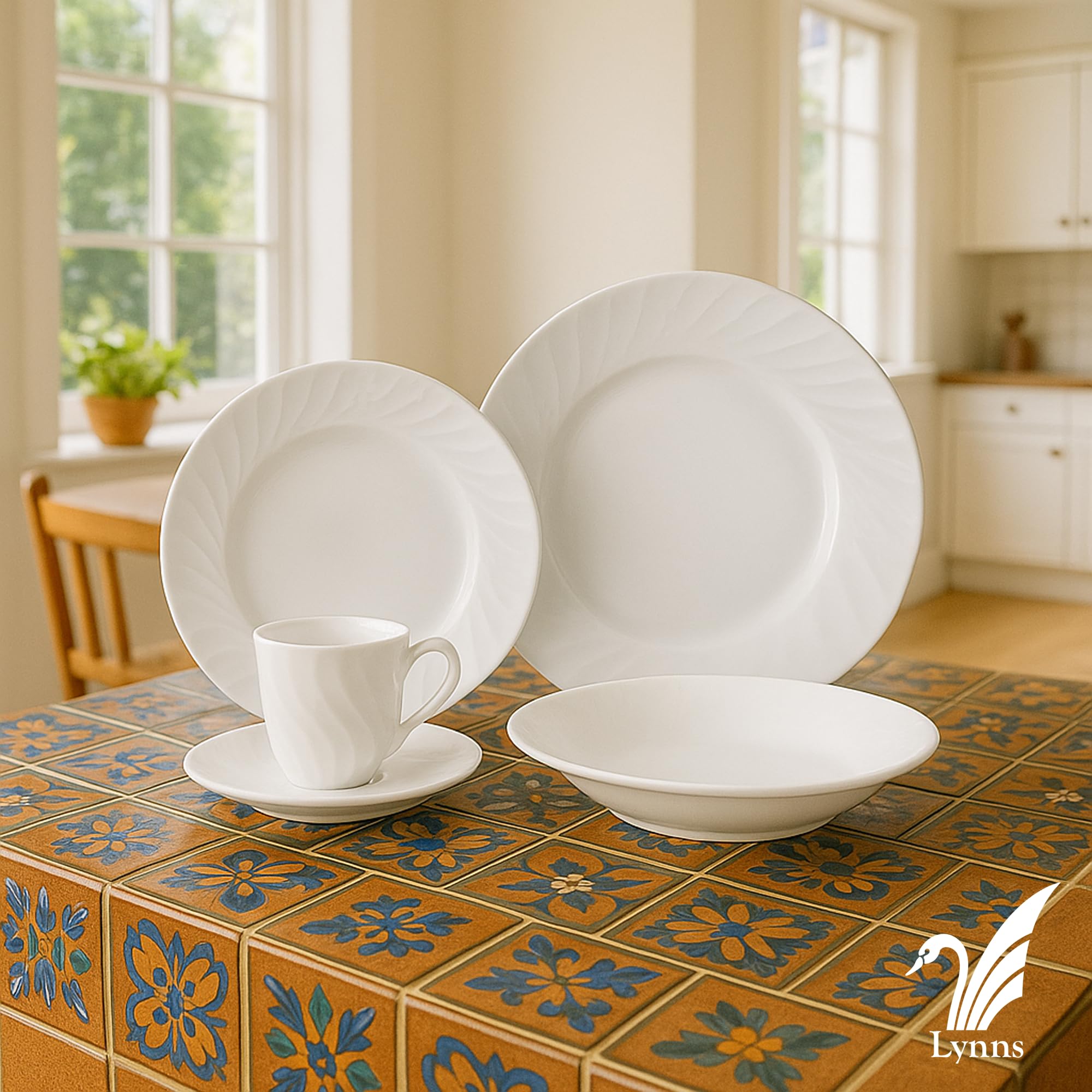 Amazon.com | Lynns Paradise Imperial White 20pc Dinnerware Set