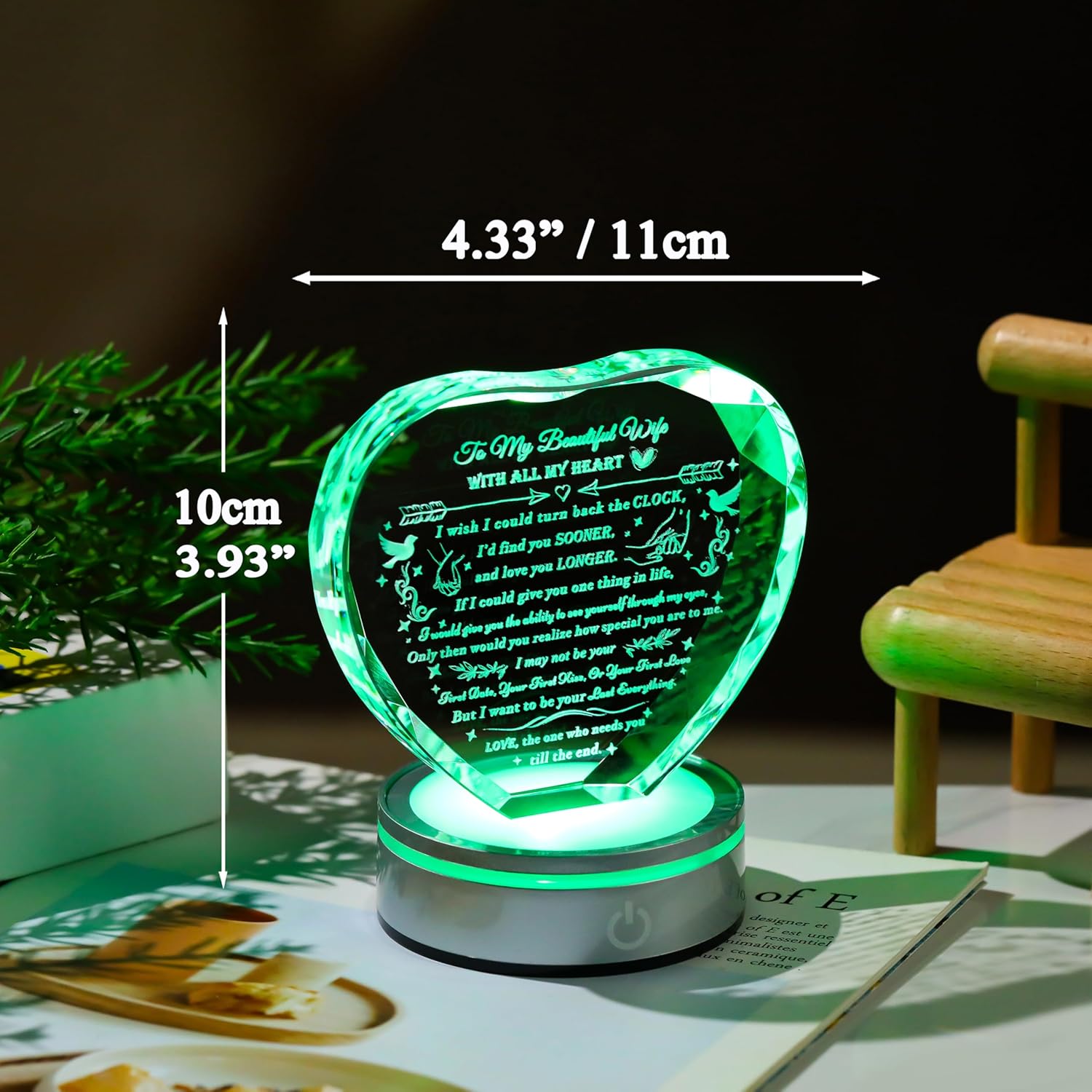 Qianwei Wife Gifts from Husband Unique - Personalized Crystal Heart Gifts for My Wife Who Has Everything - Birthday Anniversary Wedding Valentines Day Present Ideas for Her - Image 6